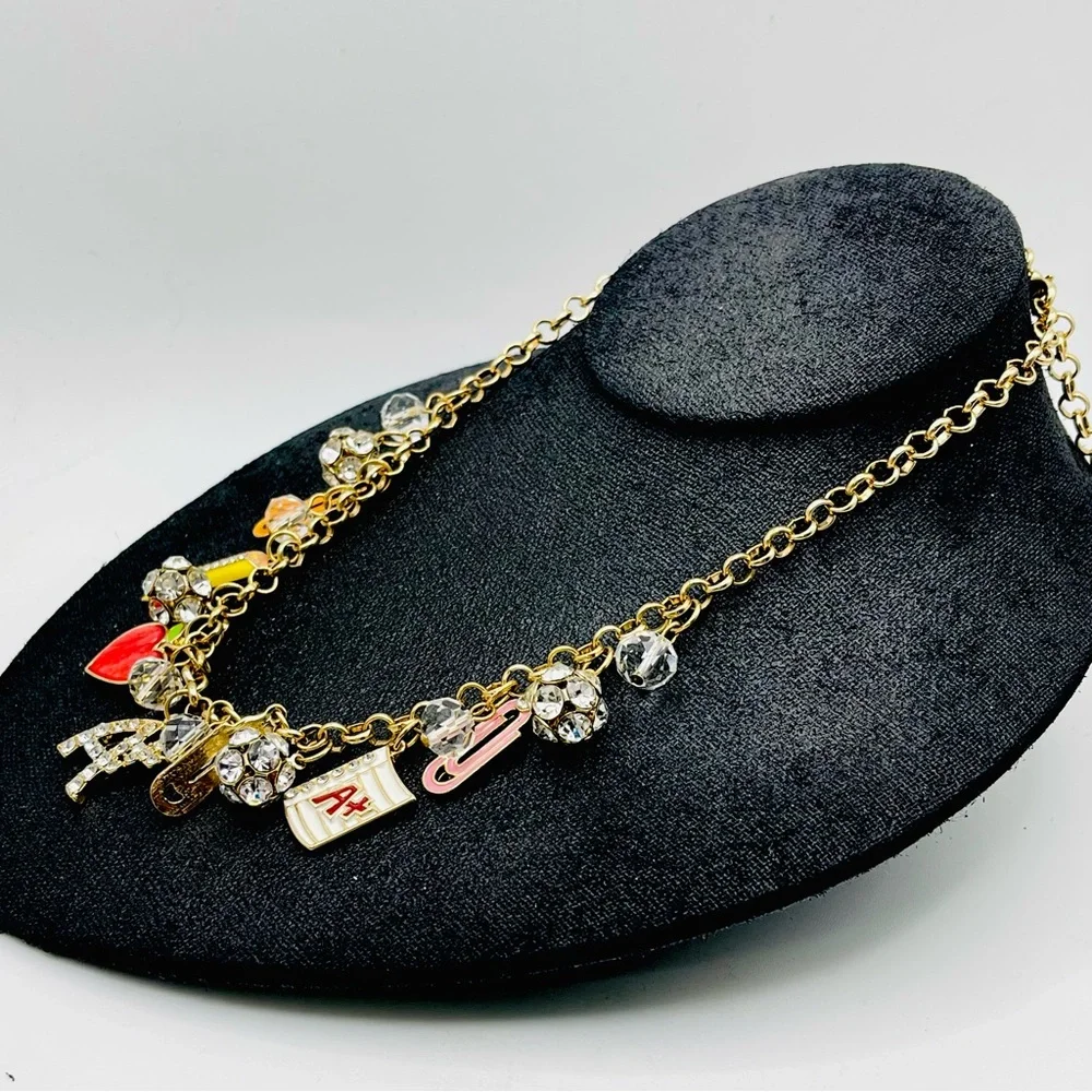 Fun Back to School Charm Necklace With Book Ruler Paper Perfect For Teachers - Picture 4 of 15